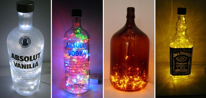 garrafas com luzes