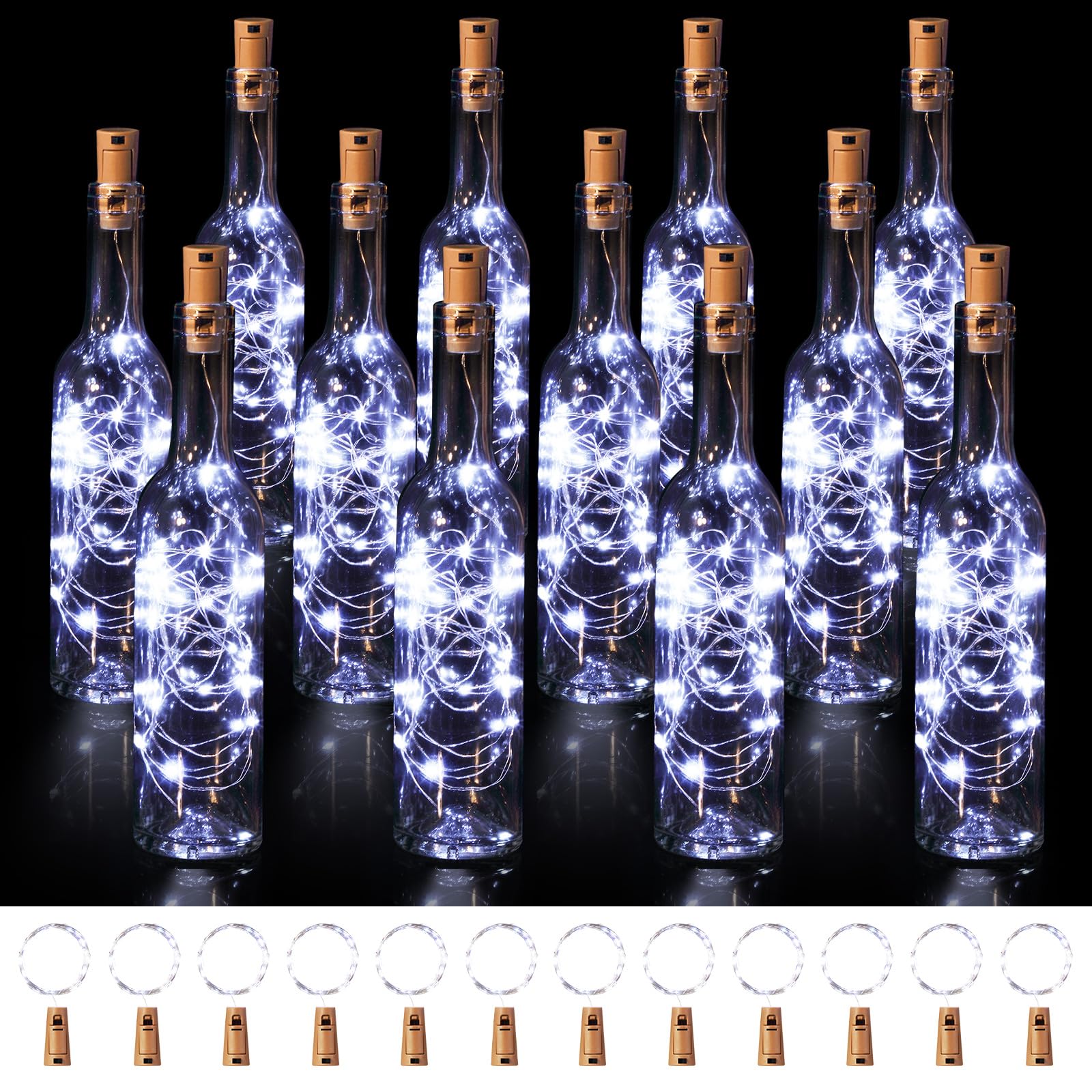 fio de fada com rolha vs garrafa led pronta