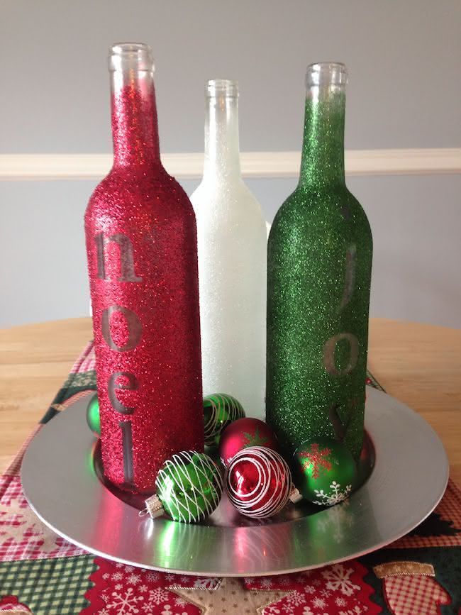 garrafas natal com glitter