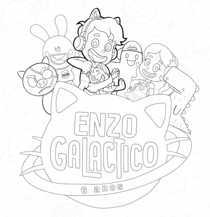 gato galactico para colorir