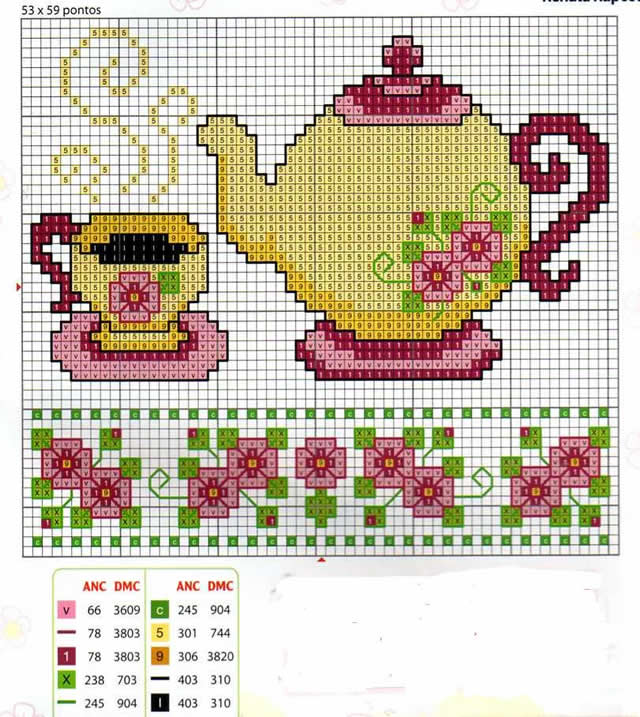 gráfico ponto cruz cozinha para imprimir
