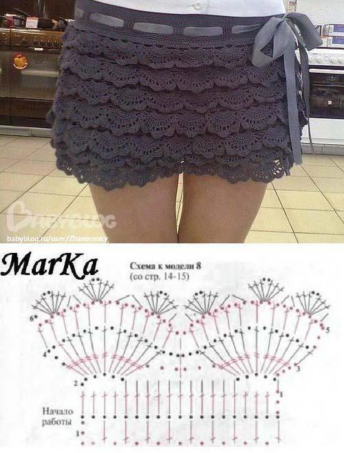 saia de crochê com linha anne