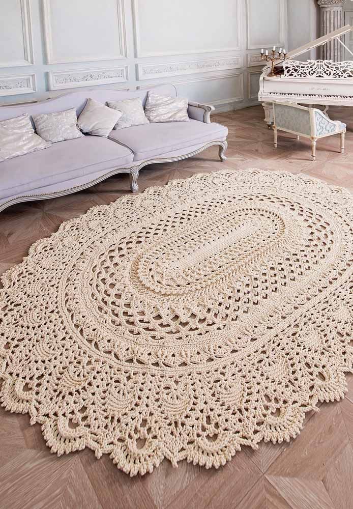 gráfico tapete oval crochê