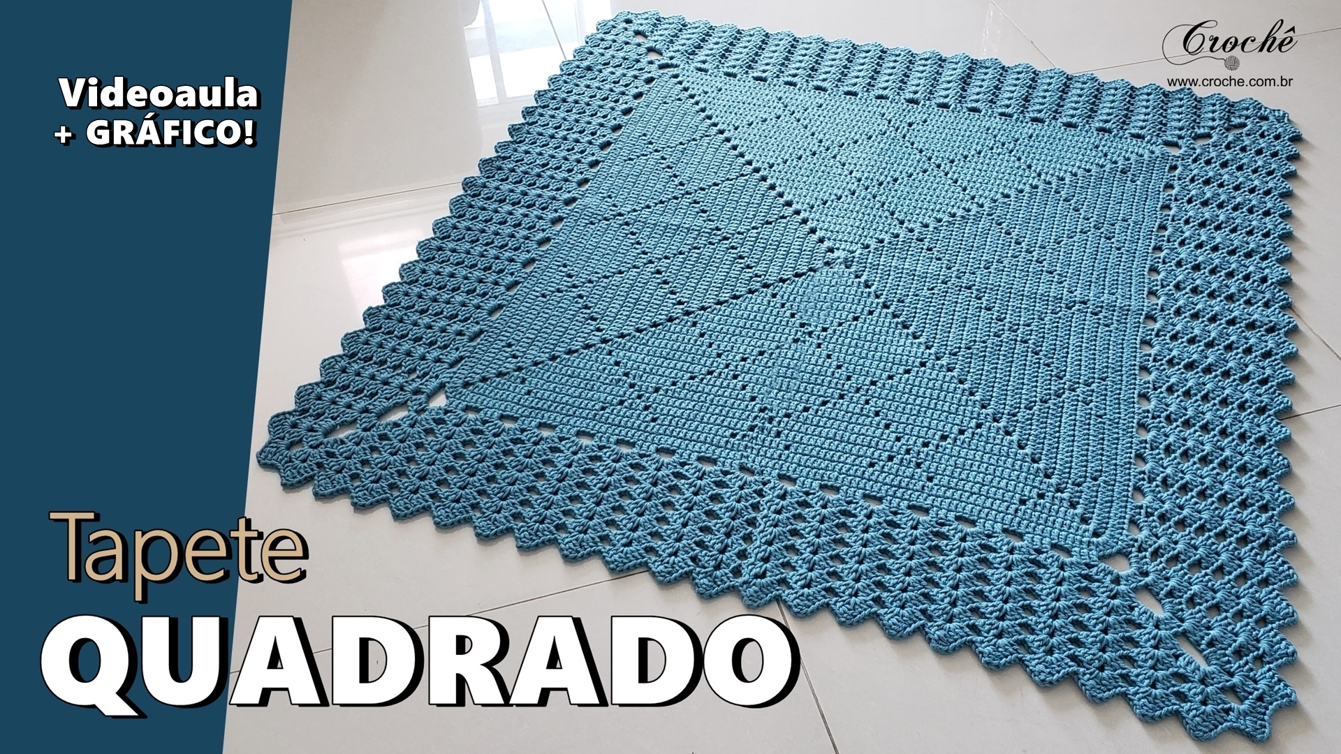 tapete de crochê sala oval com gráfico