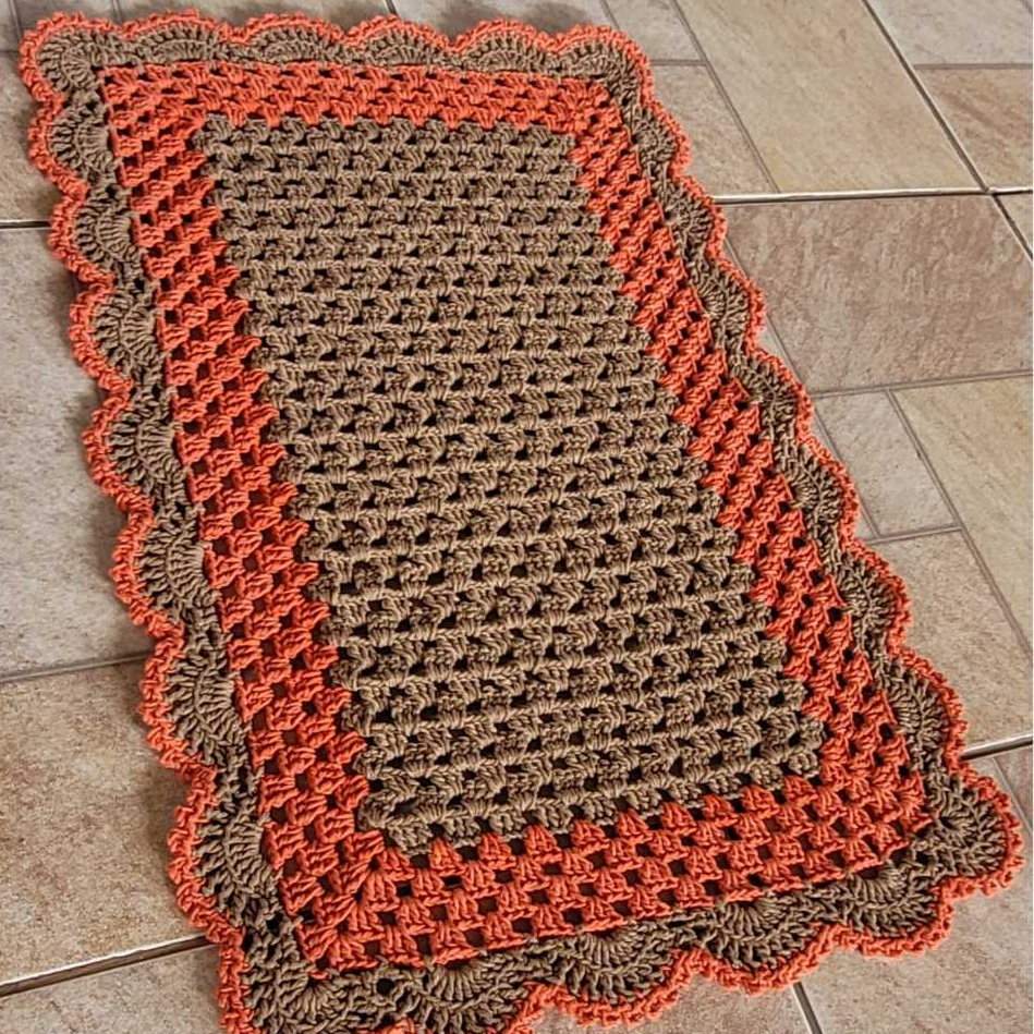 gráfico tapete de crochê em barbante retangular