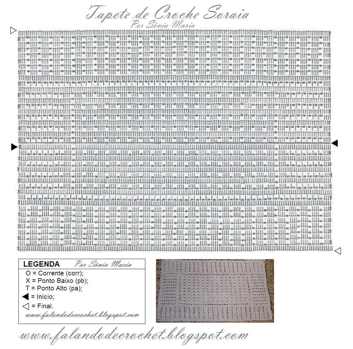 gráfico tapete de crochê simples retangular
