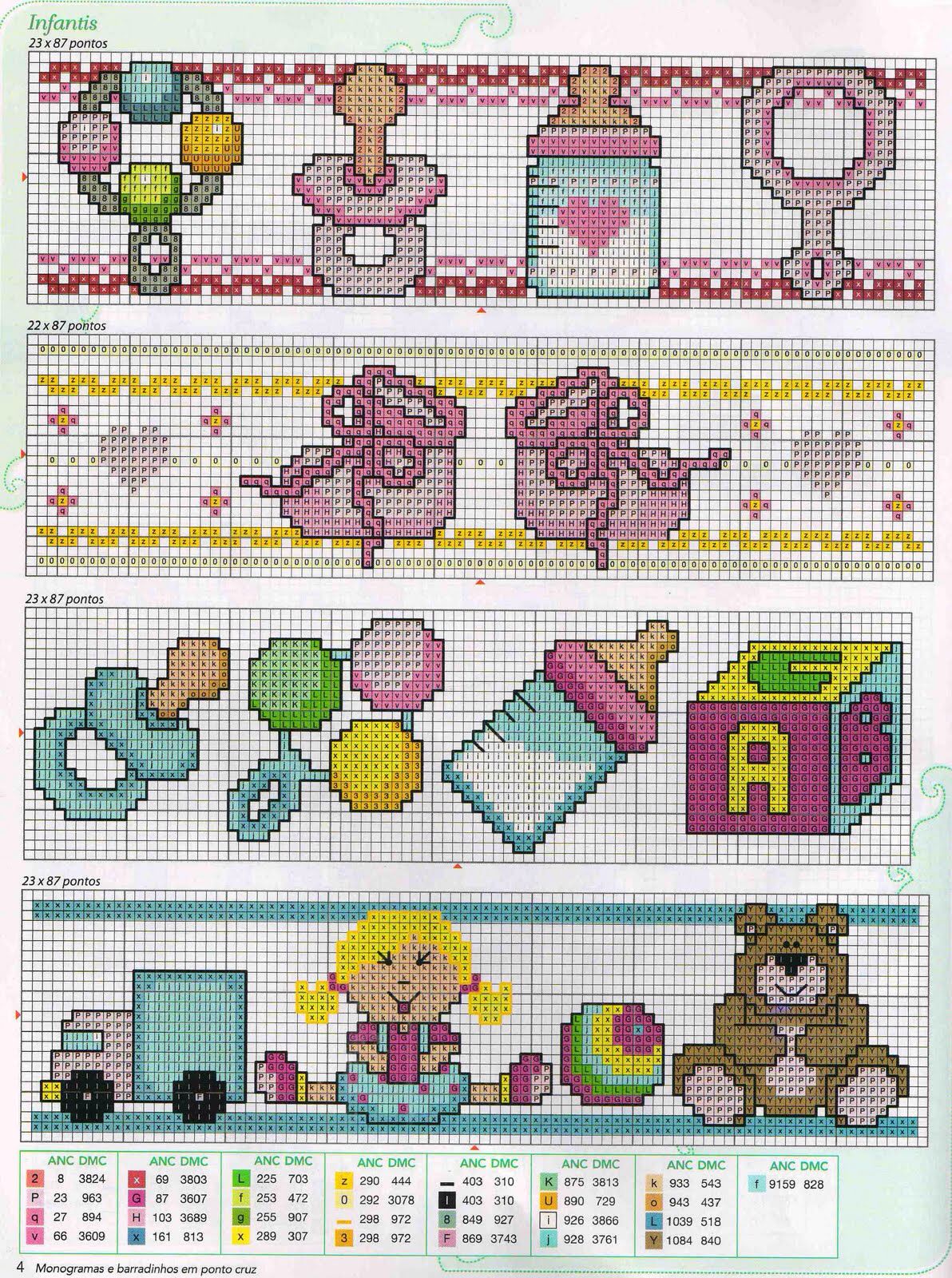 gráfico ponto cruz bebê menina grátis