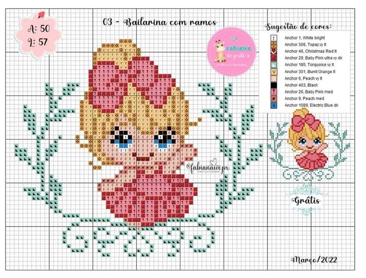 grafico ponto cruz turma da monica infantil