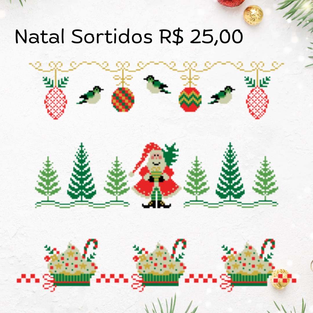 gráfico ponto cruz natal simples