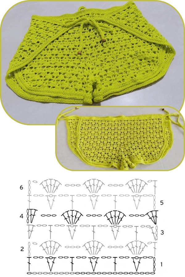 Short de crochê com gráfico