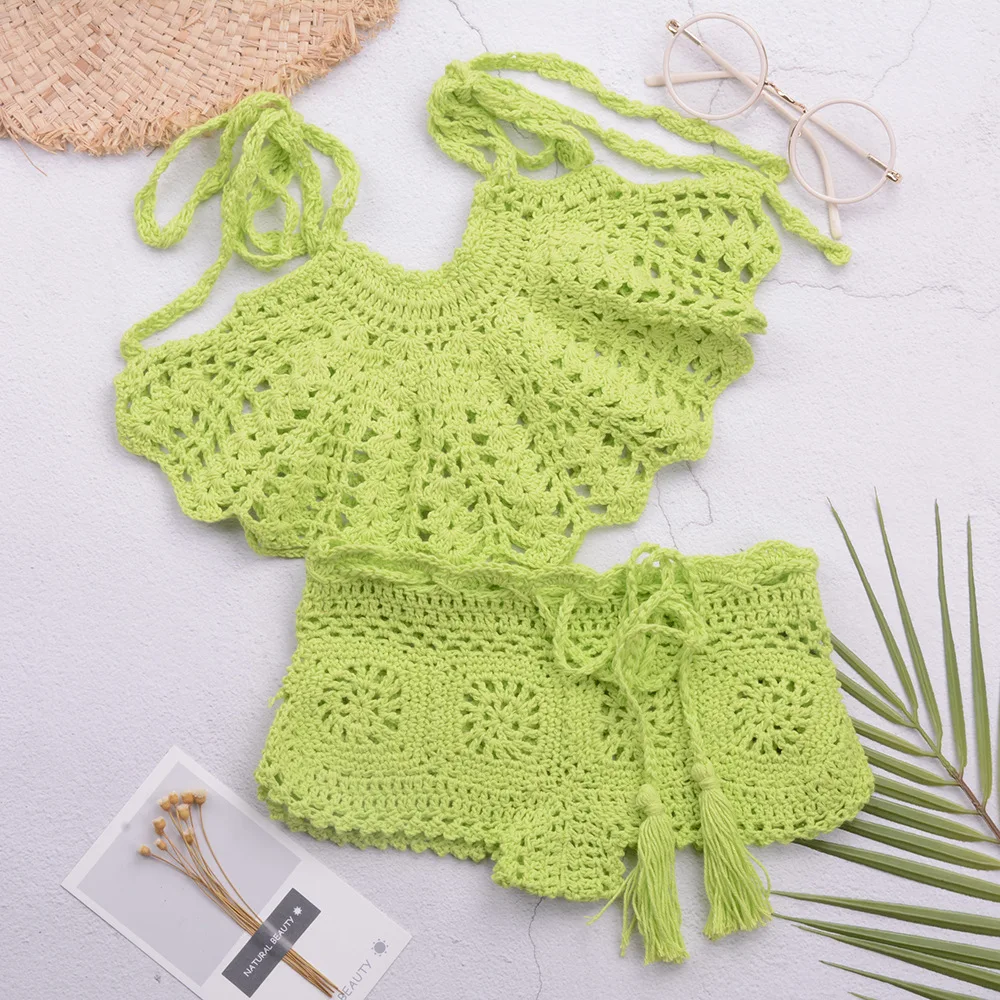 Short de crochê em ponto chevron