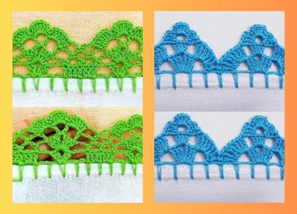 bicos de crochê com flores