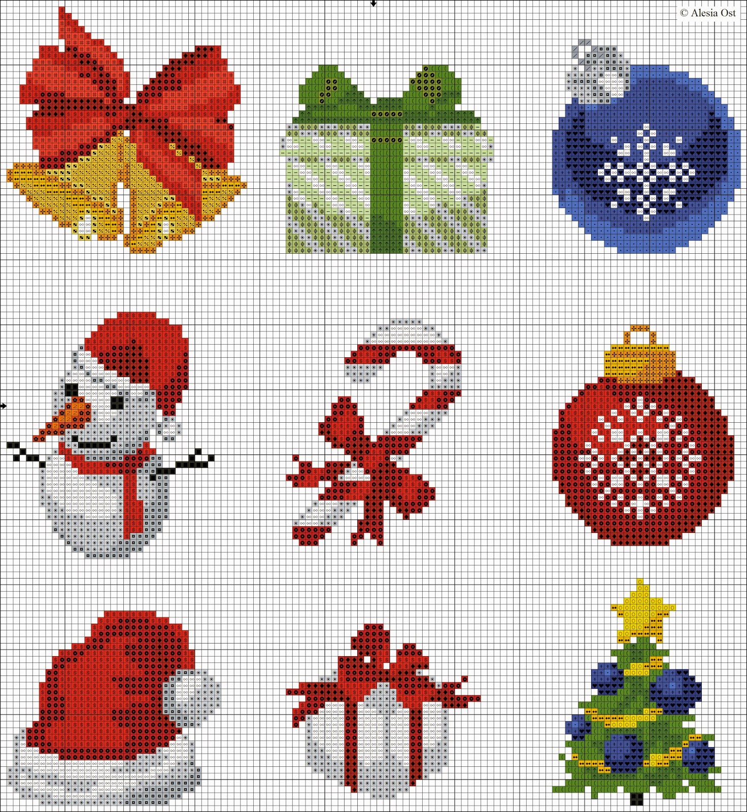 Gráficos de ponto cruz de Natal grátis para imprimir