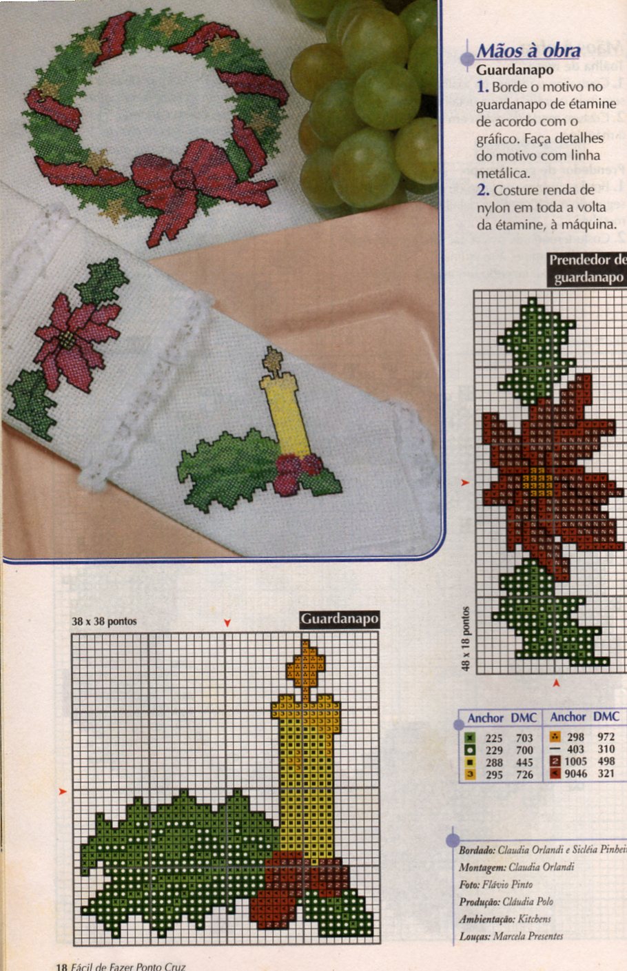 Ponto cruz de Natal com linhas Anchor