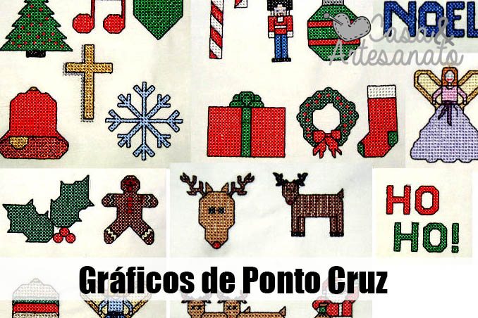 Gráficos de ponto cruz de Natal com renas