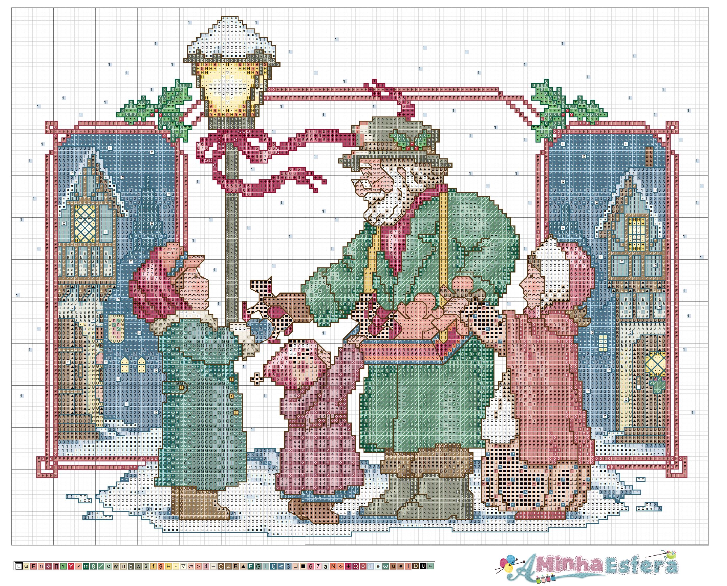 Gráficos de ponto cruz de Natal com presépio