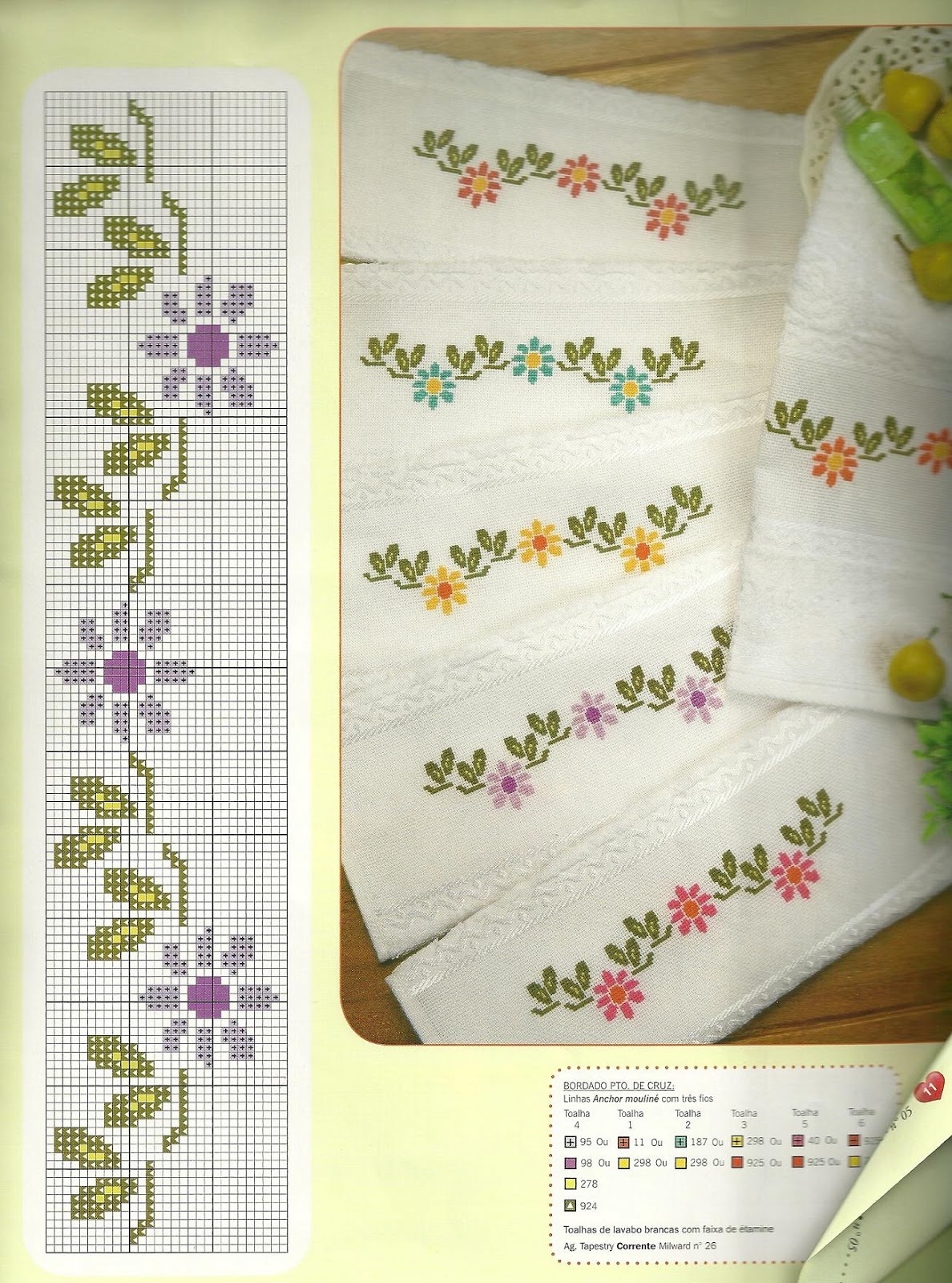 ponto cruz flores delicadas