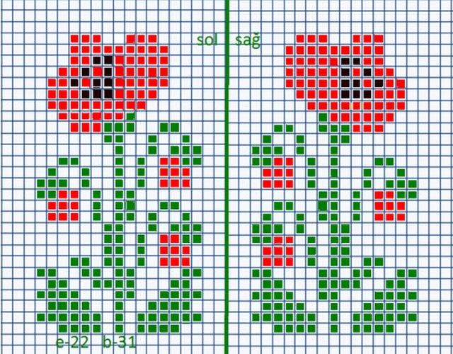 ponto cruz flores para toalhas