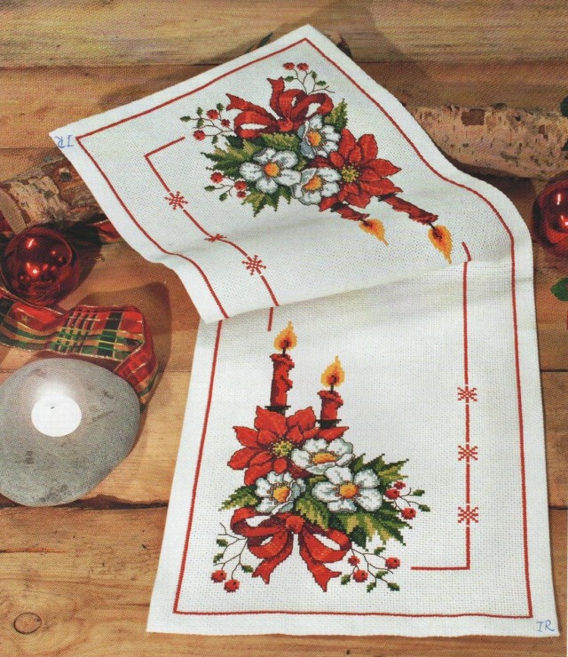 Padrões de ponto cruz geométricos para caminhos de mesa