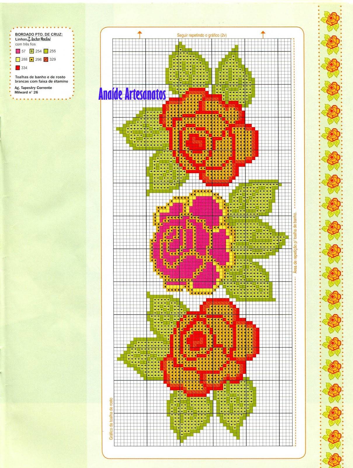 gráficos de ponto cruz para toalhas de banho para imprimir grátis