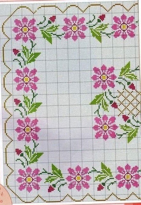 como fazer gráfico de ponto cruz para toalha de mesa