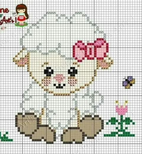 gráfico ponto cruz bebê menina