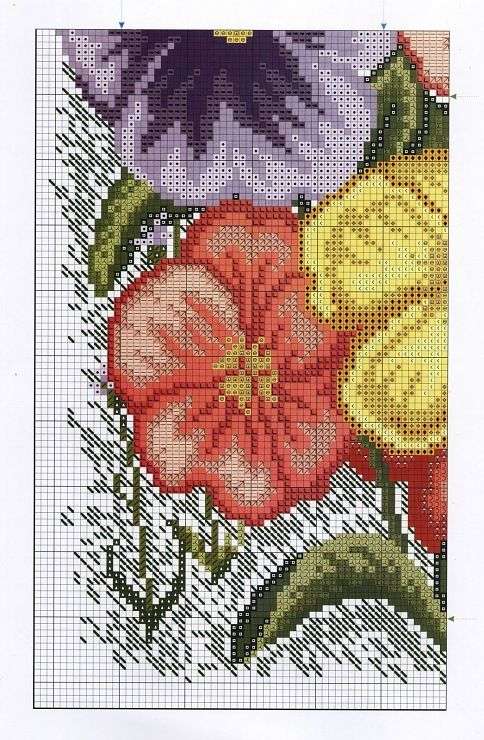 gráficos ponto cruz flores para toalha de banho