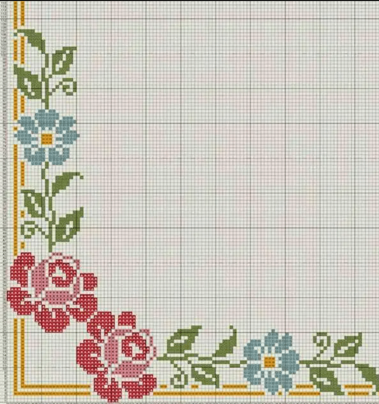 gráficos ponto cruz flores para caminho de mesa