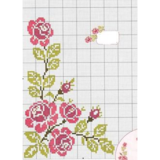 ponto cruz ramos de flores para caminho de mesa