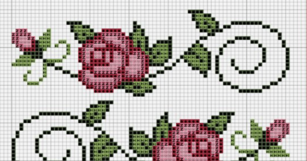 gráficos de ponto cruz para toalhas de mesa florais