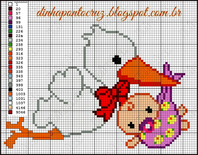 gráficos de ponto cruz de animais para crianças