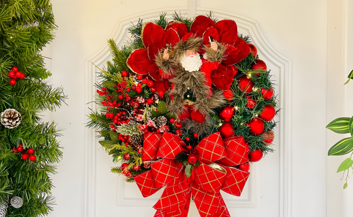 ideias guirlanda natalina para porta de entrada