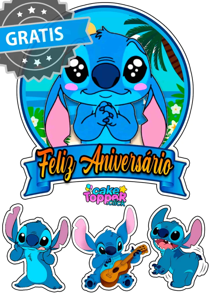 topo de bolo stitch para imprimir