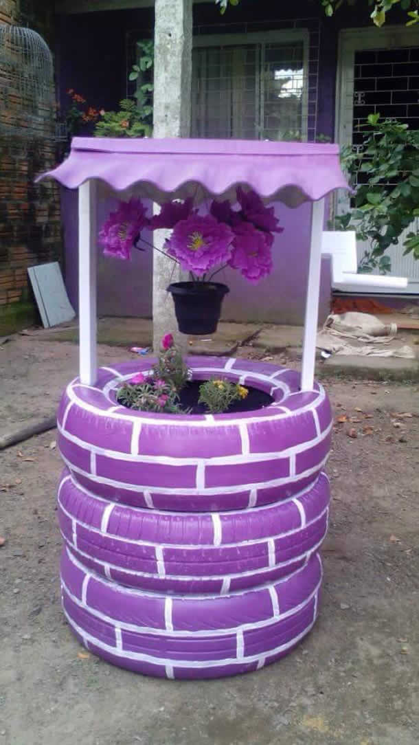 ideias criativas jardins pneus