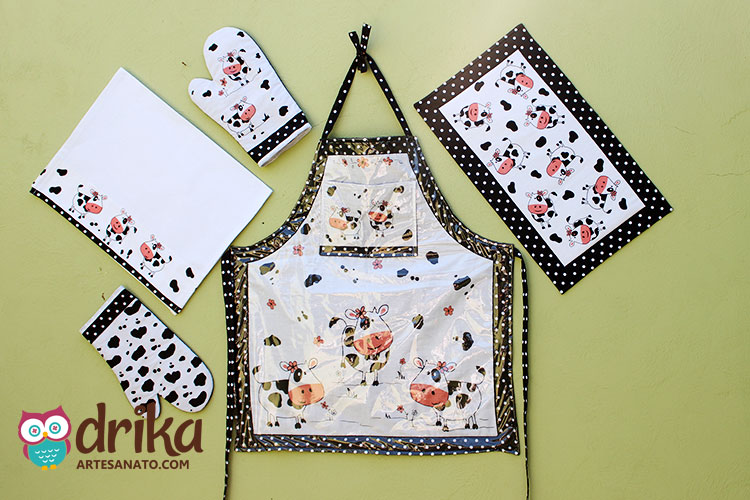 jogo de cozinha em tecido com moldes