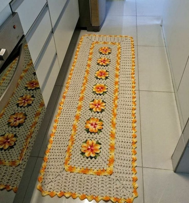 melhores modelos de jogo de tapete de croche para cozinha