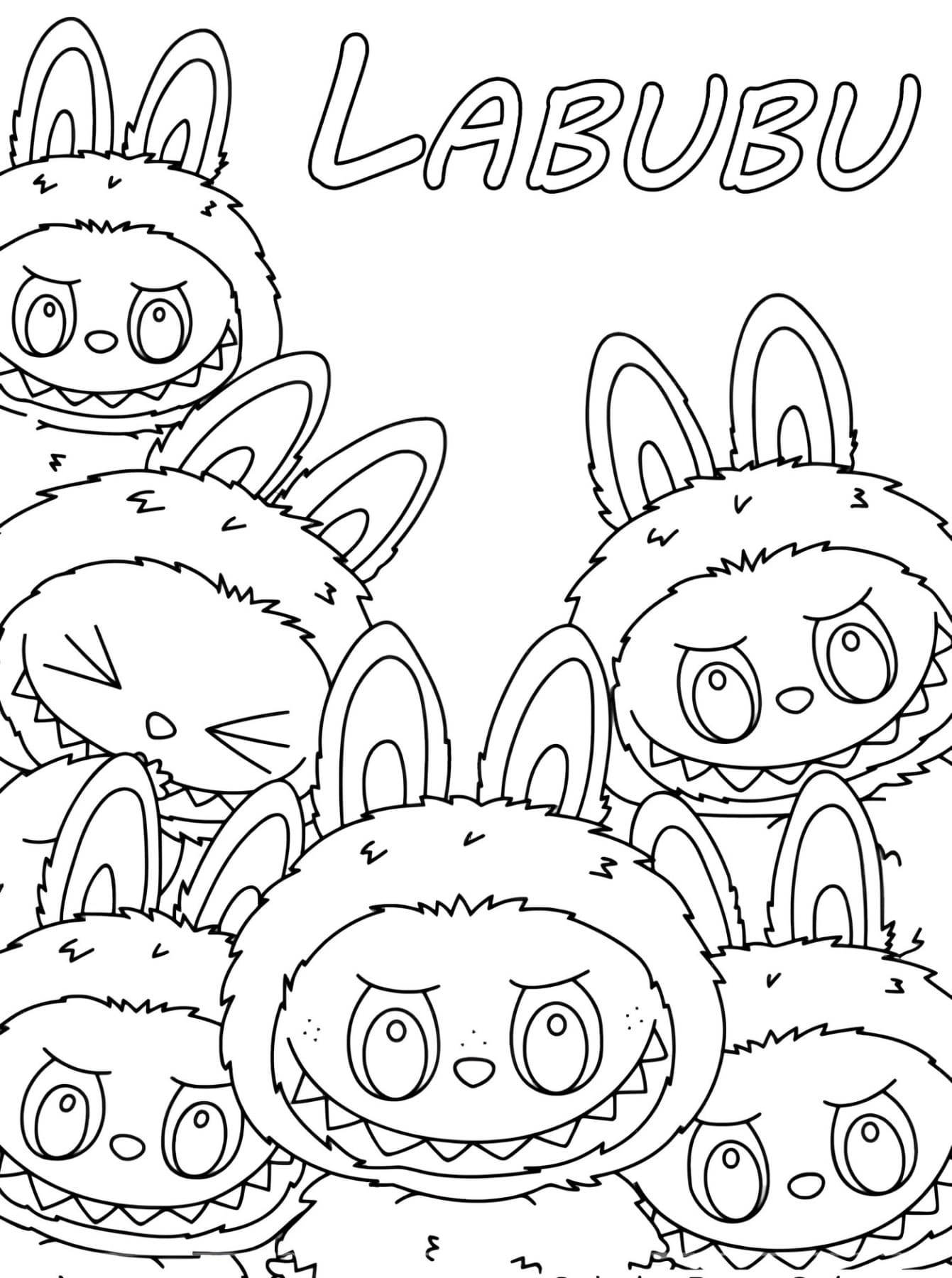Labubu e outros personagens para colorir