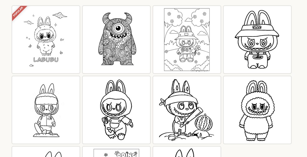 custo desenhos labubu para imprimir