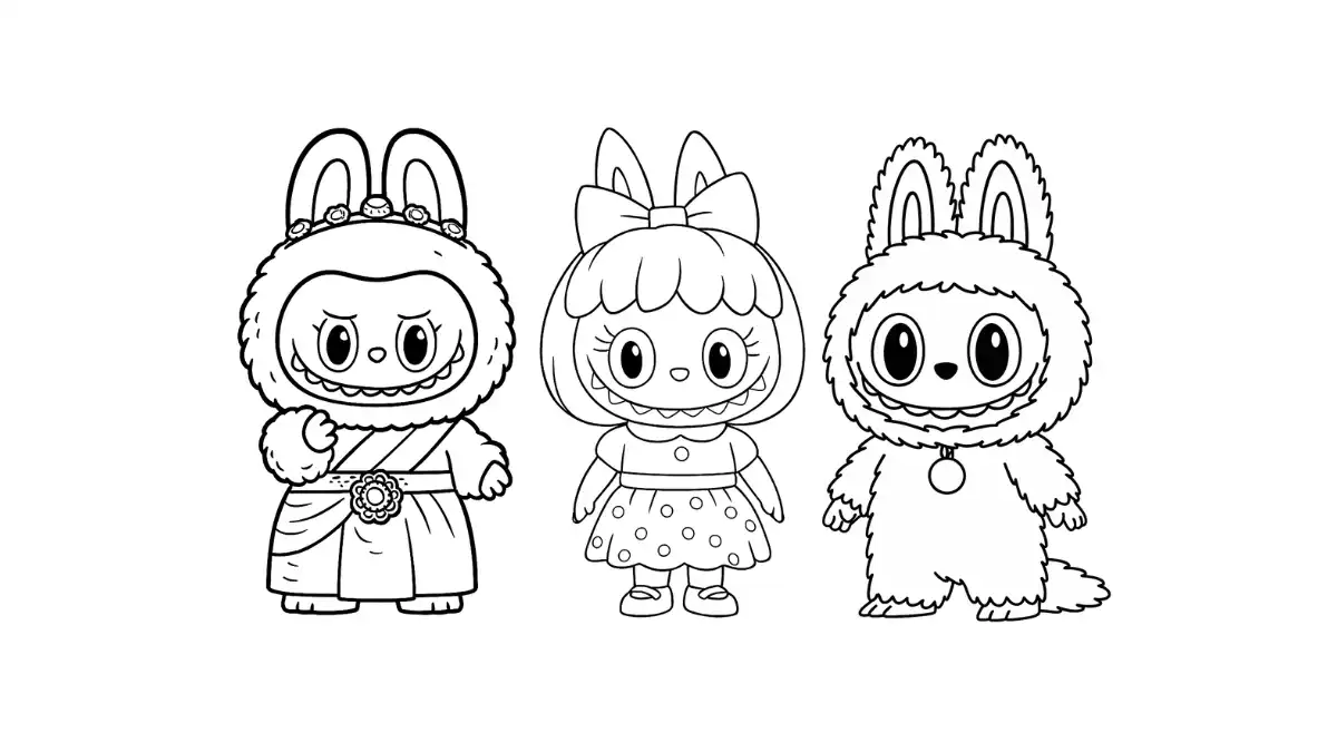 labubu para colorir vs hello kitty para colorir