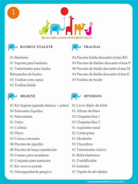 lista chá de fraldas para imprimir