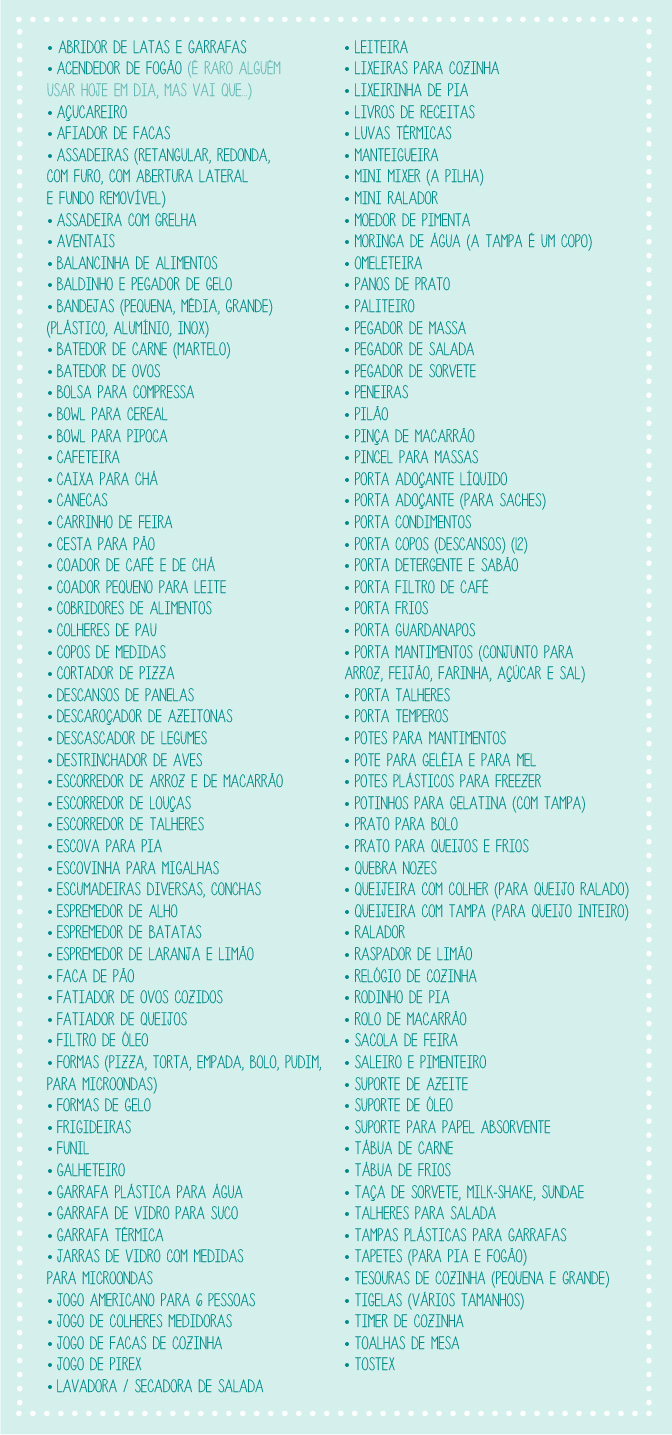 quanto custa montar uma lista de chá de casa nova