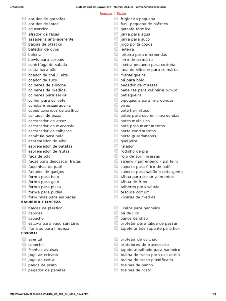 lista de chá de casa nova vs chá de cozinha qual a diferença