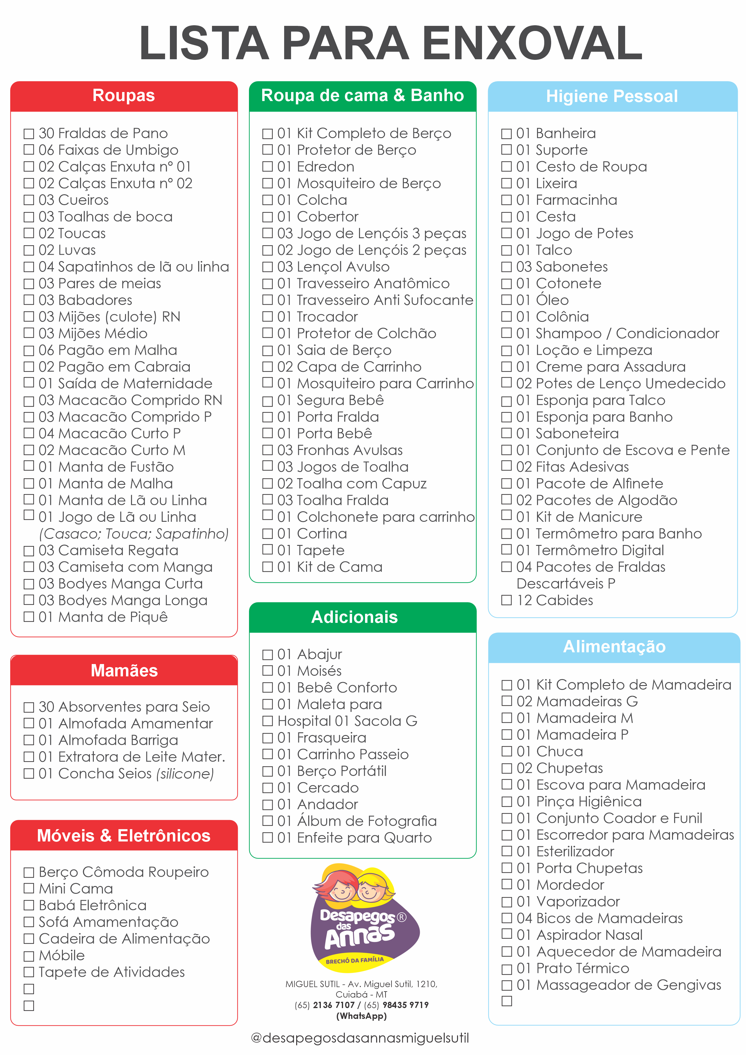 lista de enxoval de bebê para recém-nascido