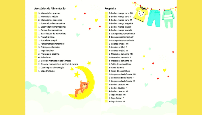 lista para chá de fraldas simples