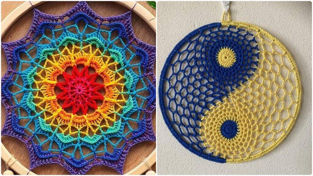 gráfico de mandala de crochê para sousplat