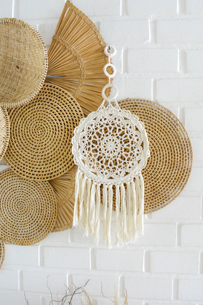 mandala de crochê com linha