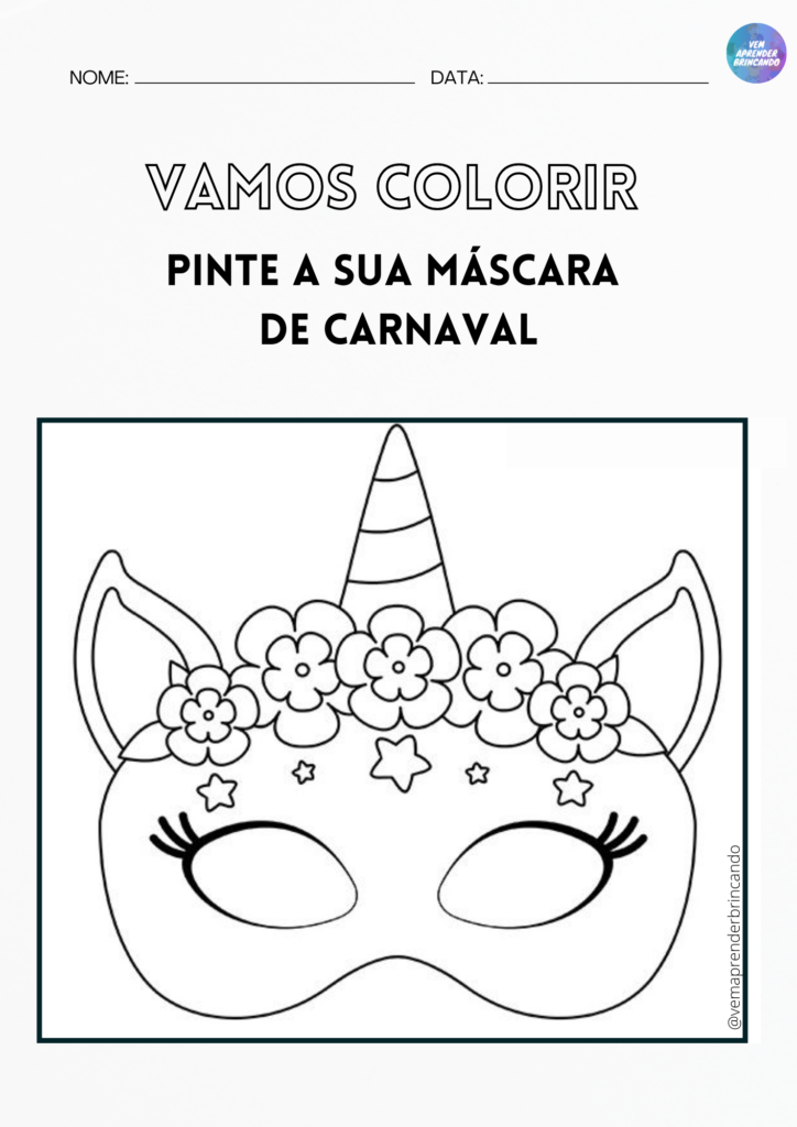 Máscara de carnaval infantil de feltro