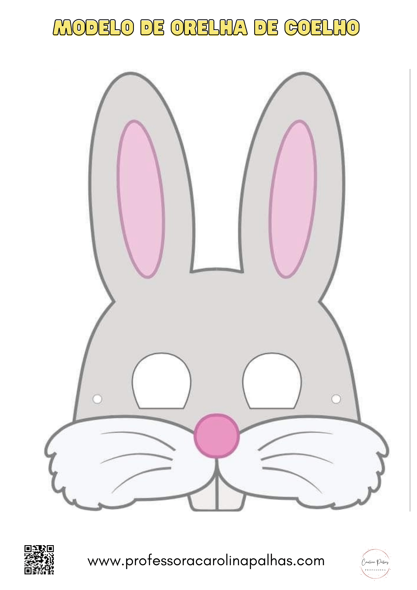 máscara de coelho para colorir