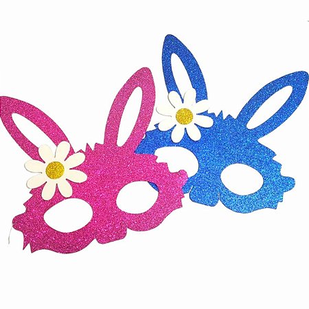 Máscara de coelho infantil grande para imprimir