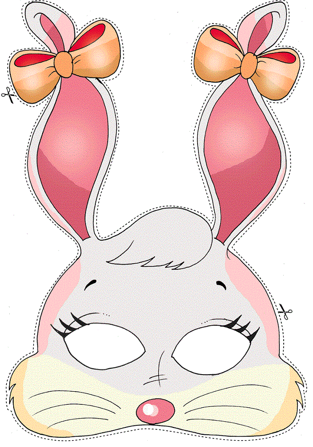 Máscara de coelho de Páscoa grande para imprimir